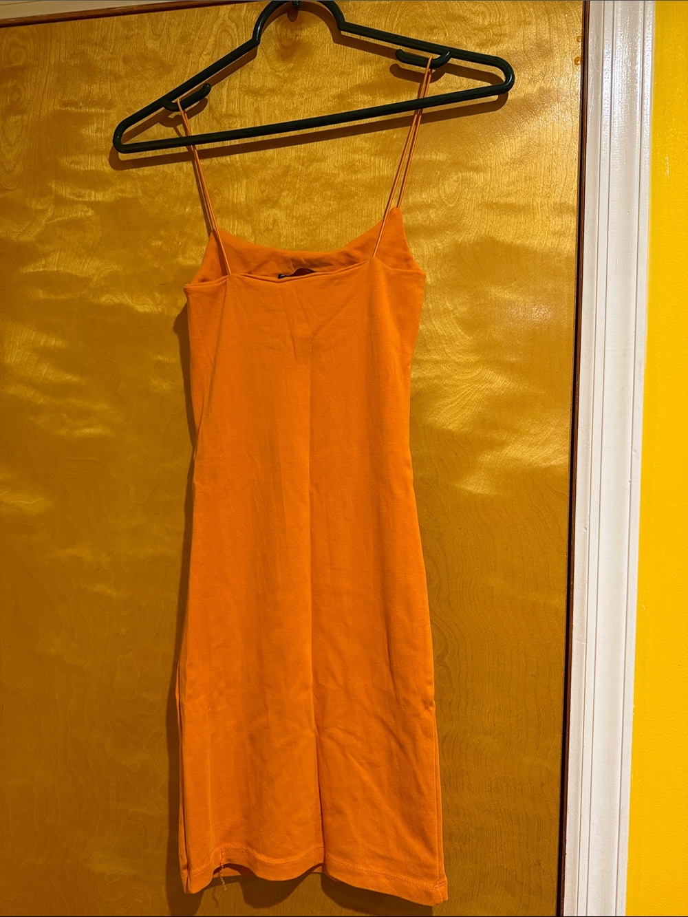 Women’s Orange Dress with Spaghetti Straps - Picture 3 of 4